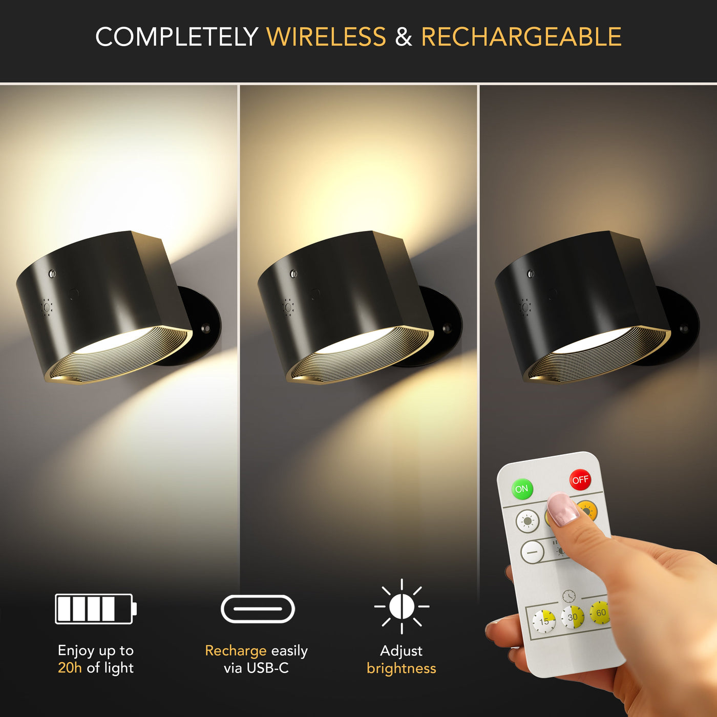 SIEGLAS WIRELESS LED WALL LIGHTS