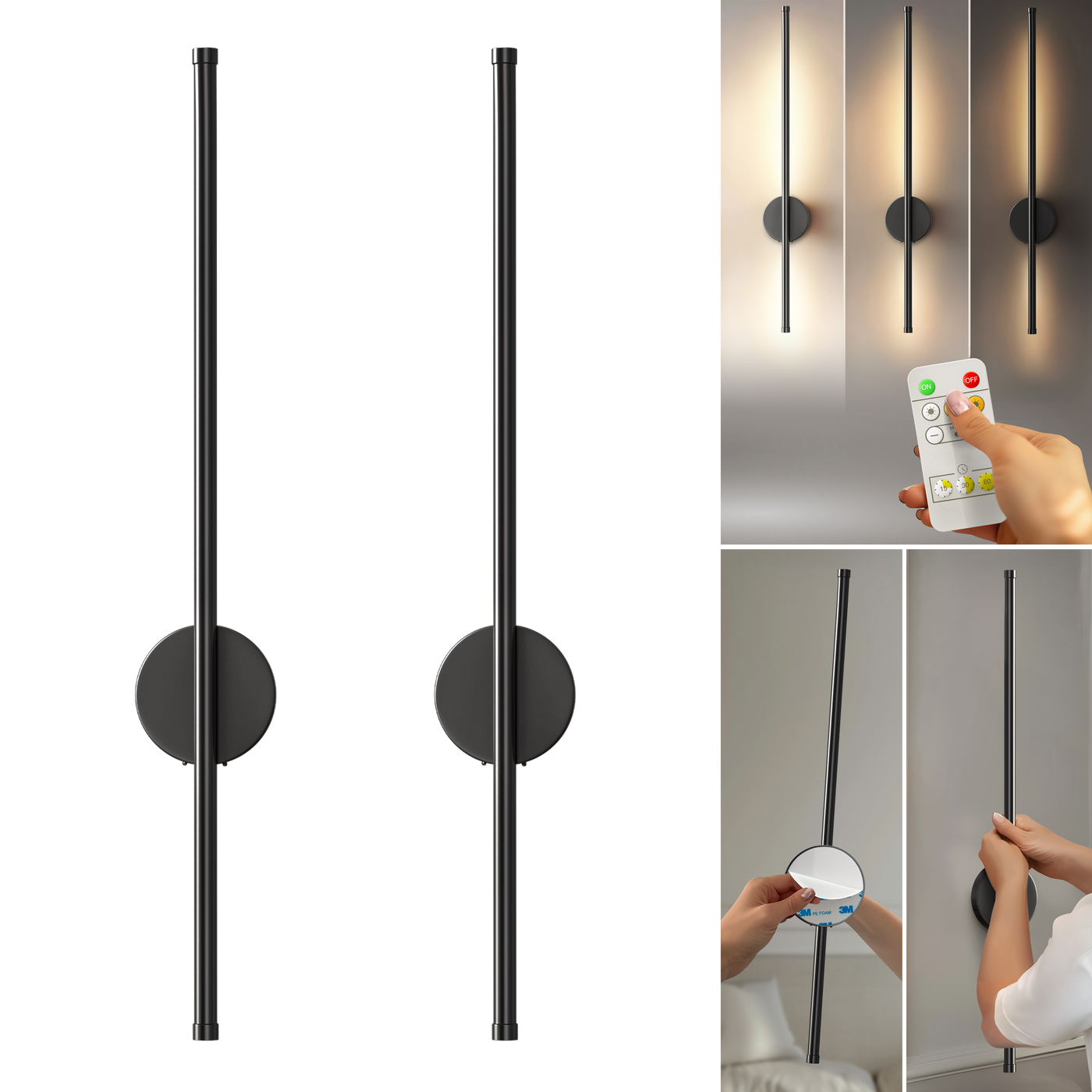 SIEGLAS WIRELESS MODERN WALL LIGHTS (SET OF 2)